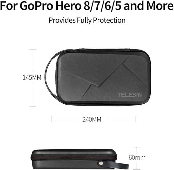 TELESIN Carry Case Waterproof Hard Carrying Bag for GoPro Max Hero 13 12 11 10 9 Insta360 X5/X4/X3 Ace Pro 2 Go Ultra DJI Osmo Action 6/5pro/4/Pocket 3/Nano EDC Tech Pouch Camera Accessories