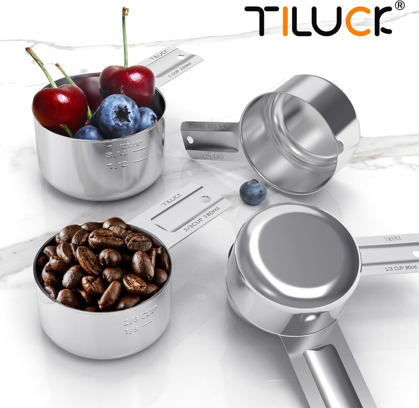 TILUCK Stainless Steel Measuring Cups Set,Kitchen Gadgets for Cooking & Baking,Set of 7