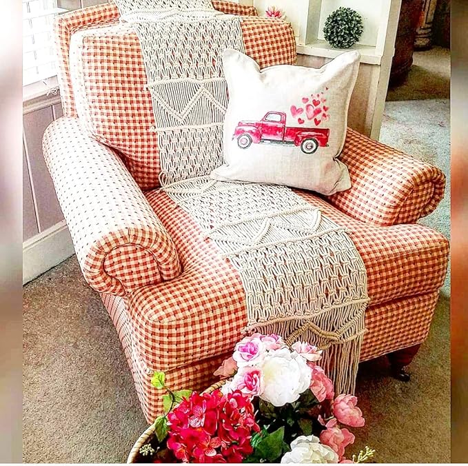 SnugLife Macrame Table Runner Long | Boho Table Runner | Wedding Table Decor | Vintage Farmhouse and Bohemian Dining Room Style (13" Wx100 L)