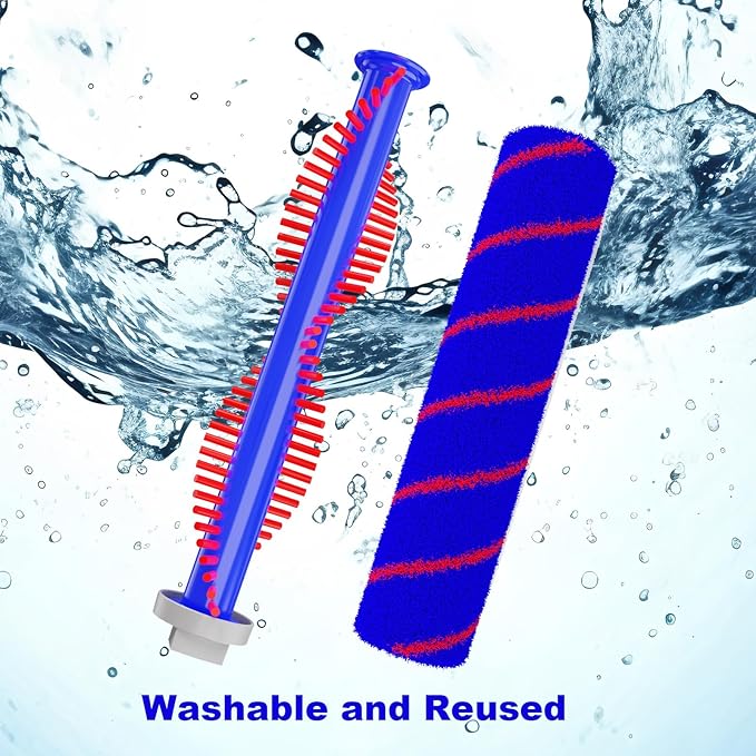 Updated Motorized Brush with Headlights for Dyson V6 Series DC59 DC62 Vacuum Cleaners,Two Rollers Replacement Head of Soft & PP Bristles Roller, Motorhead Attachment for Wood Floor, Carpet Cleaning