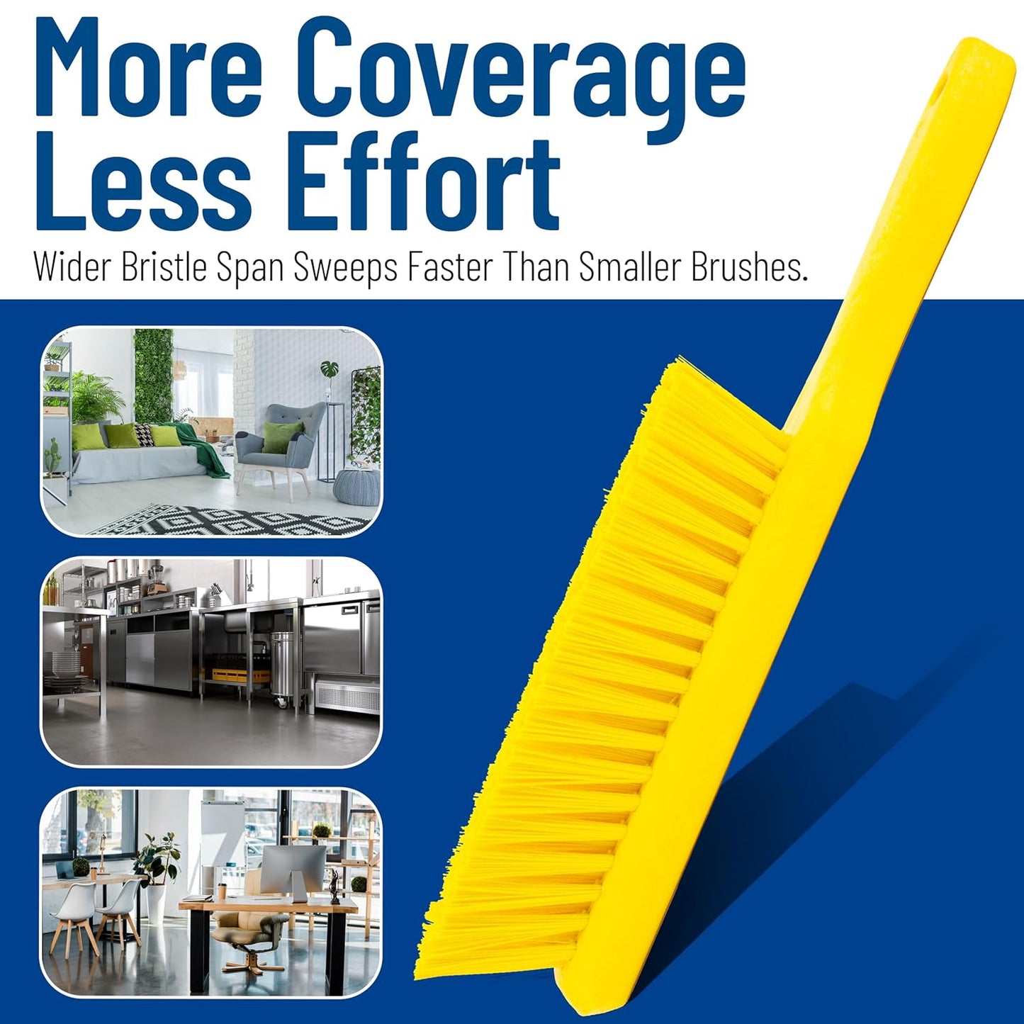 SPARTA Handheld Soft Counter Brush 8 Inch Bristle Span, Multi-Use Dust Brush with 5 Inch Handle for Tables, Countertops, and Delicate Surfaces, Polyester, Yellow, (Pack of 6)