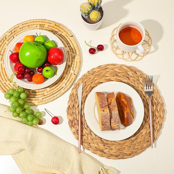 Glenmal Set of 13 Boho Wall Basket Decor Woven Rattan Flat Baskets Handmade Boho Wicker Bamboo Seagrass Wall Hanging Decor for Bedroom Living Room Dining Room Office Ready to Hang(Classic)