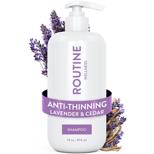 Routine Wellness Anti-Thinning Shampoo 14oz — Biotin DHT Blocker with Lavender & Cedar Scent