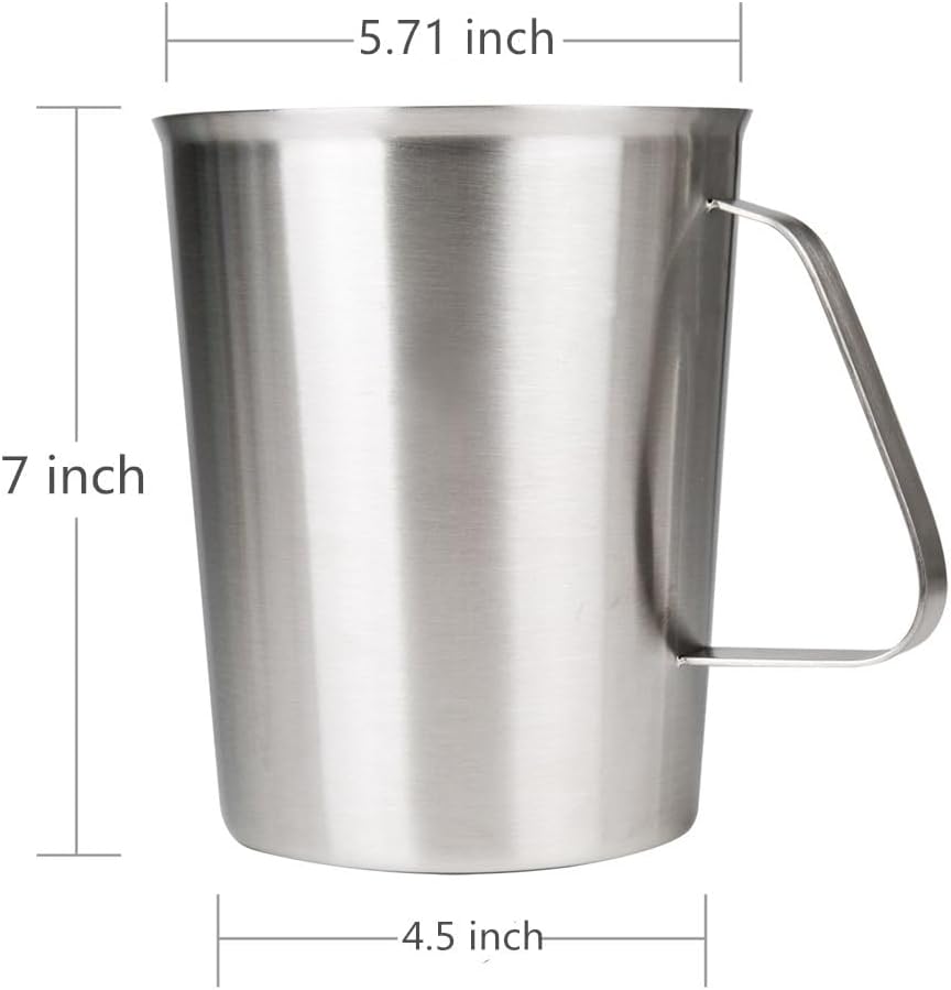 Measuring Cup, Stainless Steel Measuring Cups (64OZ/2 Liter- 8 Cup), Heavy-Duty Frothing Pitcher, Milk Frothing Pitcher Milk Frother Cup with Marking with Handle for Espresso Machines, Latte Art