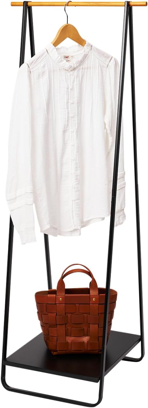 YAMAZAKI Home Tower Freestanding Coat Hanger Clothes Rack With Shelf, 55" - Steel