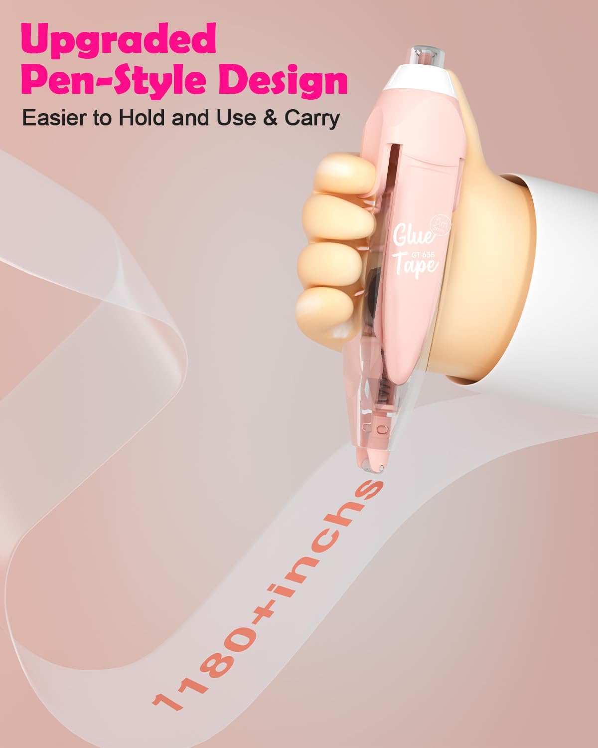 Retractable Glue Tape for Scrapbooking, 2 Pcs Double Sided Tape Roller for Crafts with 4 Extra Refills,16FT Scrapbook Tape Runner, Tape for Gift Wrapping Art Junk Journal School Office Supplies