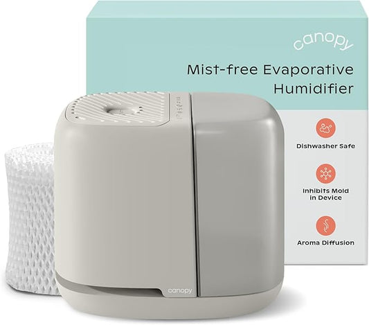 Canopy Bedside Humidifier 2.0, Moonstruck, 36 HR Run Time, 2.5L Capacity - Reading Light & White Noise - Alleviate Symptoms of Allergies, Cold, Dry Skin - Humidifier, Filter, Power Cord & Adapter