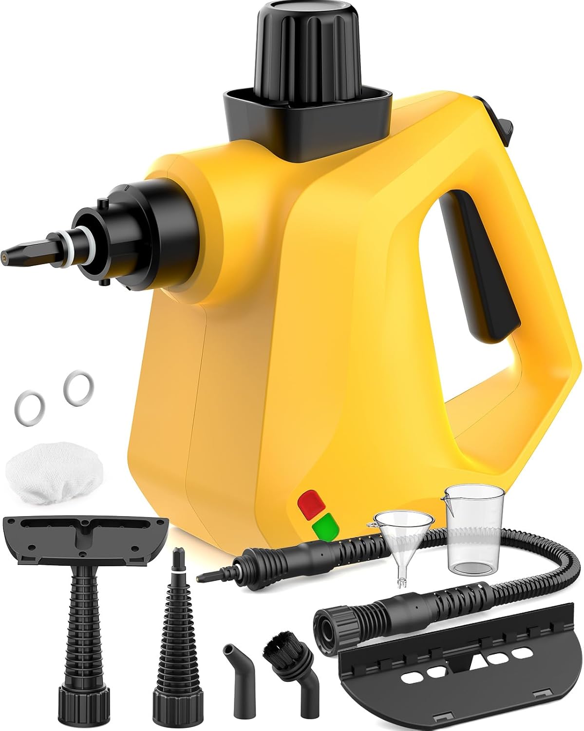 Pressurized Deep Cleaning Handheld Steam Cleaner for Home, Multi-Purpose Natural Steamer for Cleaning with 9 PCS Accessories for Kitchen, Car Detailing, Bathroom, Floor,Tile and Grout(Yellow)