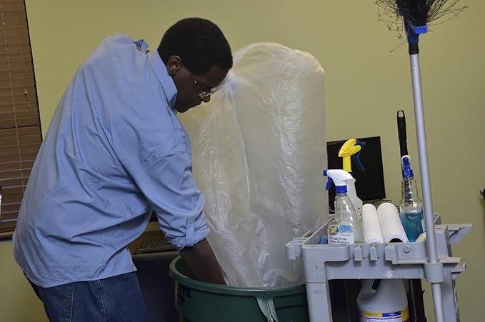 Aluf Plastics High Density Trash Bags, 45 Gallon, 600 Count, 22 Micron (eq), 40" x 48", Clear, for Bathroom, Office, Industrial, Commercial, Janitorial, Municipal, Recycling