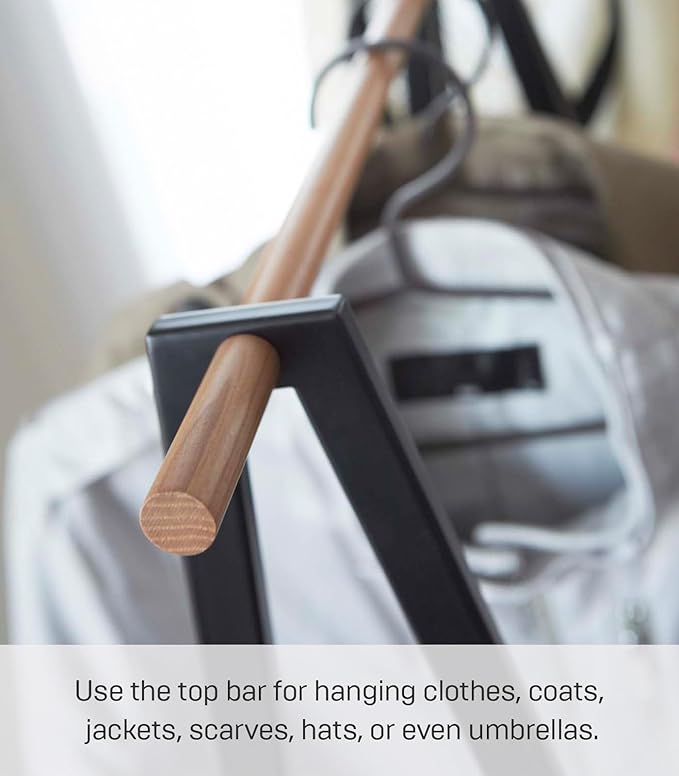 YAMAZAKI Home Tower Freestanding Coat Hanger Clothes Rack With Shelf, 55" - Steel