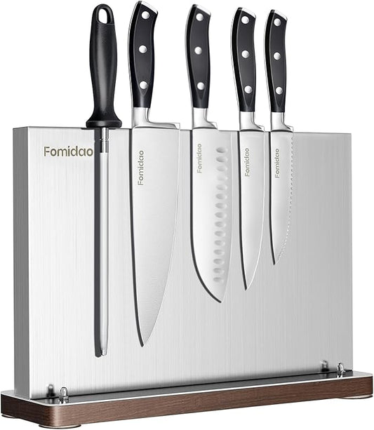 6 Pieces Knife Set with Magnetic Block,Ultra-Sharp High-carbon Steel Kitchen Knife Set, Professional Knife Block Set with Ergonomic Handle and Sharpener