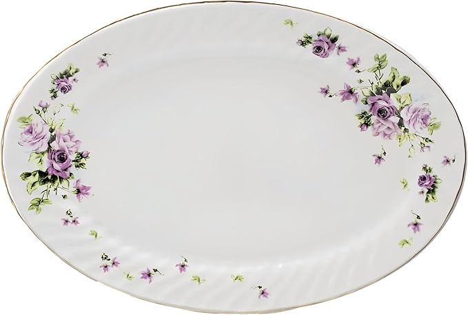 Lynns Paradise Lucinda 14-Inch Oval Platter, Set of 2, Purple