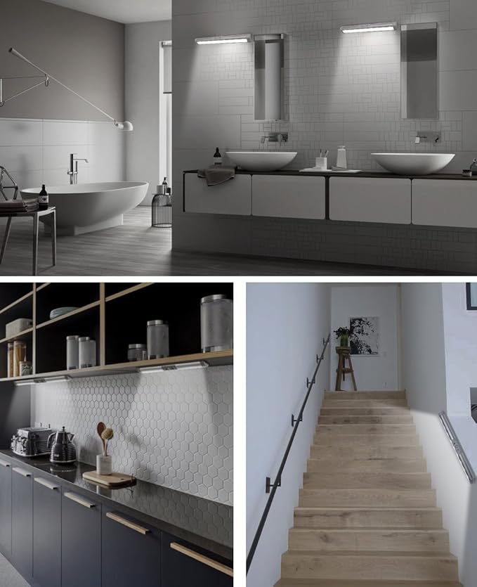 Joyzy Automatic Motion Sensor Closet Lights with Eye-Protection Design Closet Lighting, LED Rechargeable Cabinet Light Battery Operated Wardrobe Light for Wireless Pantry Sink (80Lumen, 6000k 80+CRI)