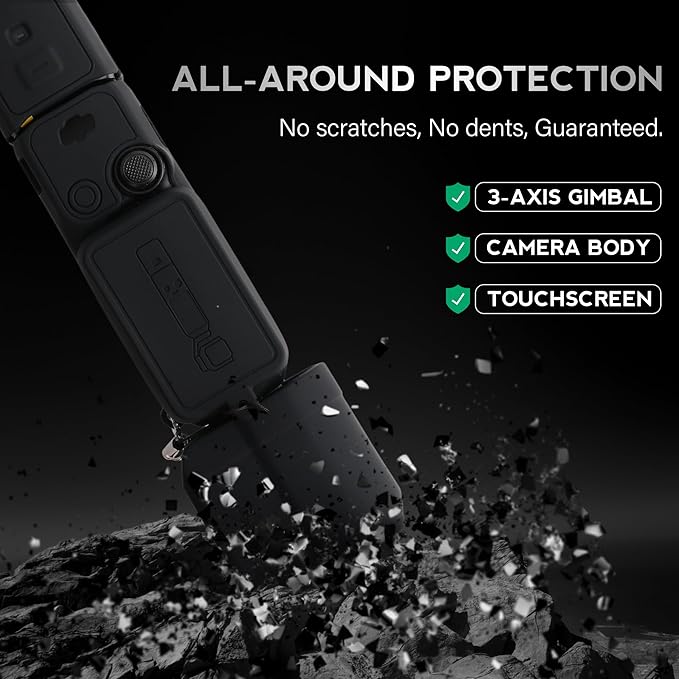 Protective Case for DJI Osmo Pocket 3 / Xtra Muse Camera, Soft Silicone Grip Cover with Screen Protection & Mic, Lightweight, Anti-Scratch, for Travel, Vlogging, Daily Filming – Black