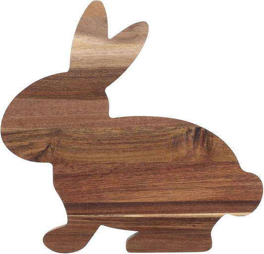 BESTOYARD Bunny Shaped Wooden Serving Board Wood Cutting Board Wooden Charcuterie Boards Cheese Tray Easter Serving Platter for Cheese Bread Vegetables Fruit Salad, 34.00X32.00X1.20CM