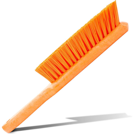 SPARTA Handheld Soft Counter Brush 8 Inch Bristle Span, Multi-Use Dust Brush with 5 Inch Handle for Tables, Countertops, and Delicate Surfaces, Polyester, Orange