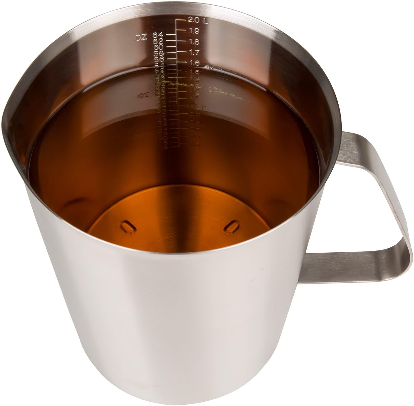 Measuring Cup, Stainless Steel Measuring Cups (64OZ/2 Liter- 8 Cup), Heavy-Duty Frothing Pitcher, Milk Frothing Pitcher Milk Frother Cup with Marking with Handle for Espresso Machines, Latte Art