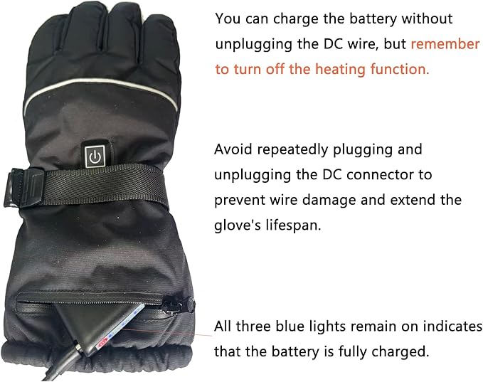 Popdan 5V 5000mAh Rechargeable Heated Gloves for Men Women Electric Heating Glove PU Waterproof & Touchscreen Ideal for Winter Outdoor Motorcycling, Skiing, Snowboarding, Fishing, Biking