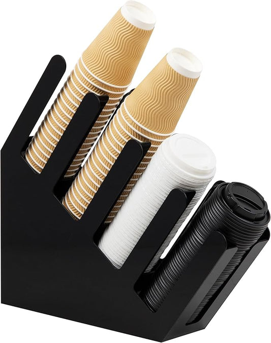 Mind Reader Cup and Lid Dispenser, Countertop Org, Coffee Bar, Beverage Cup, Kitchen, Breakroom, Black