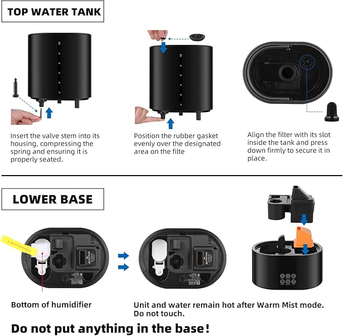 6L Humidifiers for Bedroom Large Room Home,Cool and Warm Humidifier for Baby and Plants Hot Mist Top Fill Desk Humidifiers Oil Diffuser,Quiet,Adjustable Mist,360°Nozzle-Black(2026 Upgraded)