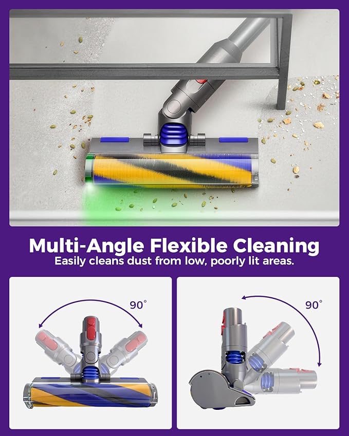V15 LED Fluffy Soft Roller Cleaner Head for Dyson V15 V7 V8 V10 V11 Replacement Parts, Upgrade Hardwood Floor Attachment with Dust Detect Green Light, Brush Accessories for Dyson V8 V10 V11 V7 V15