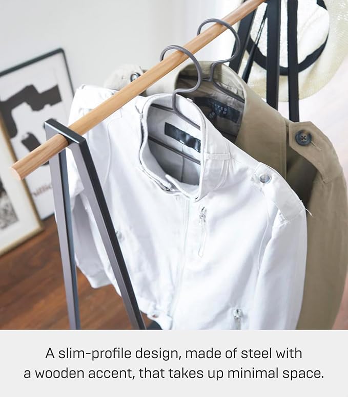 YAMAZAKI Home Tower Freestanding Coat Hanger Clothes Rack With Shelf, 55" - Steel