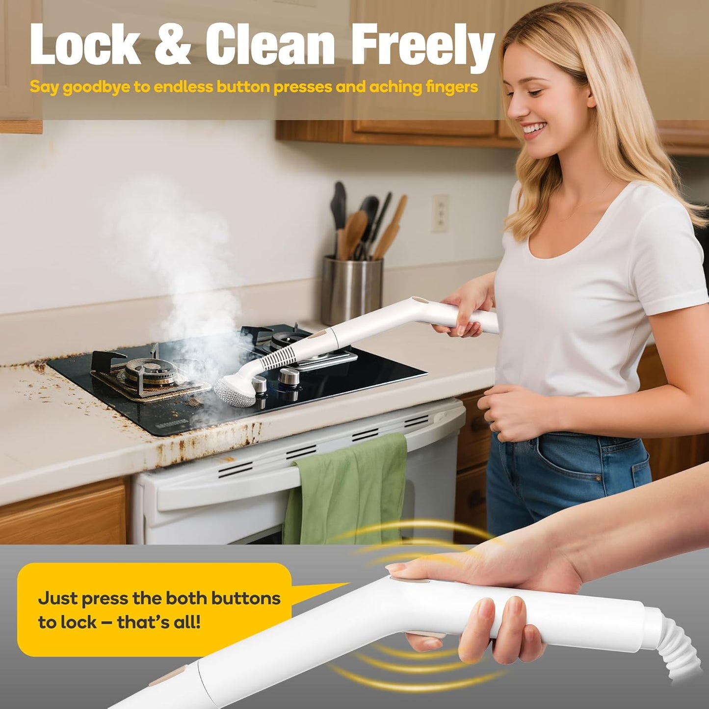 Newbealer Heavy-Duty Steam Cleaner for Home, Stainless Steel Boiler, 12-Piece Accessory Kit, Max 5 Bar Pressure, Multi-Purpose Steamer for Floors, Cars, Furniture, Upholstery, and More