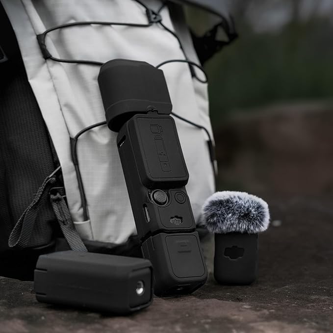 Protective Case for DJI Osmo Pocket 3 / Xtra Muse Camera, Soft Silicone Grip Cover with Screen Protection & Mic, Lightweight, Anti-Scratch, for Travel, Vlogging, Daily Filming – Black