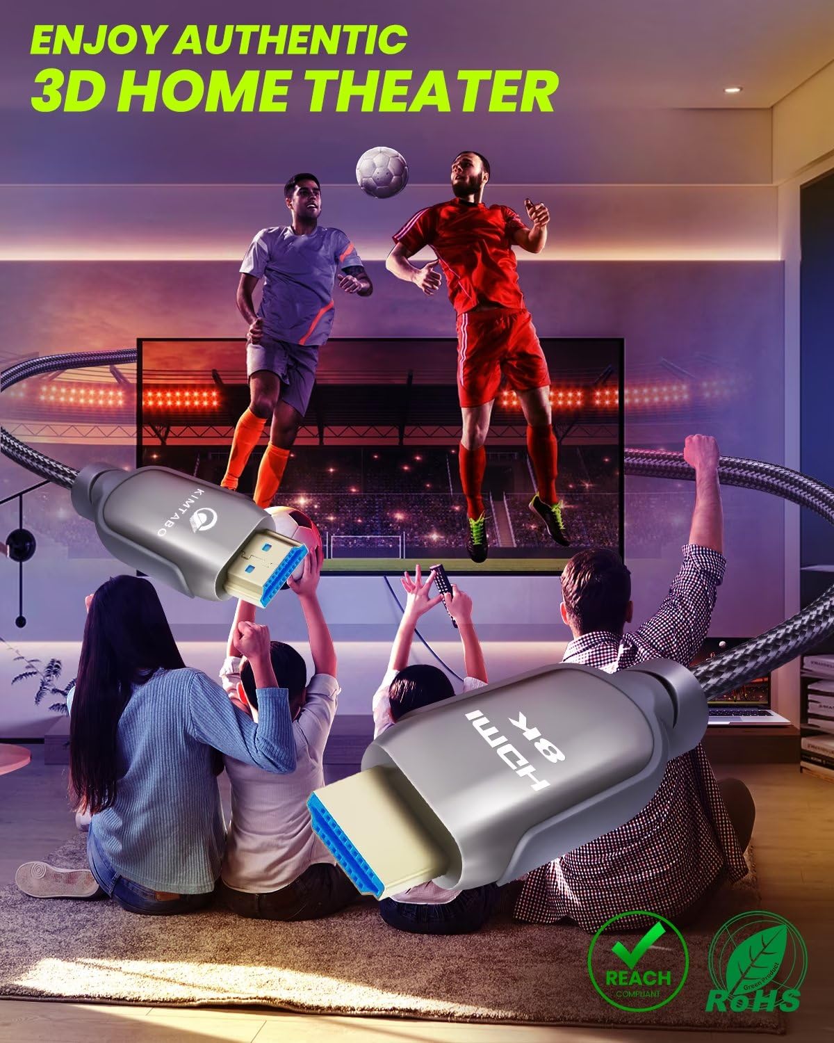 8K HDMI 2.1 Cable 6.6ft 48Gbps, Ultra High Speed HDMI Cable, 4K HD 120Hz 144Hz 2K 240Hz Gaming HDMI Cable 2.1 Certified, eARC HDCP 2.2&2.3 HDR 10+ Dolby Compatible with PS5/Xbox Series X/Apple TV 4K