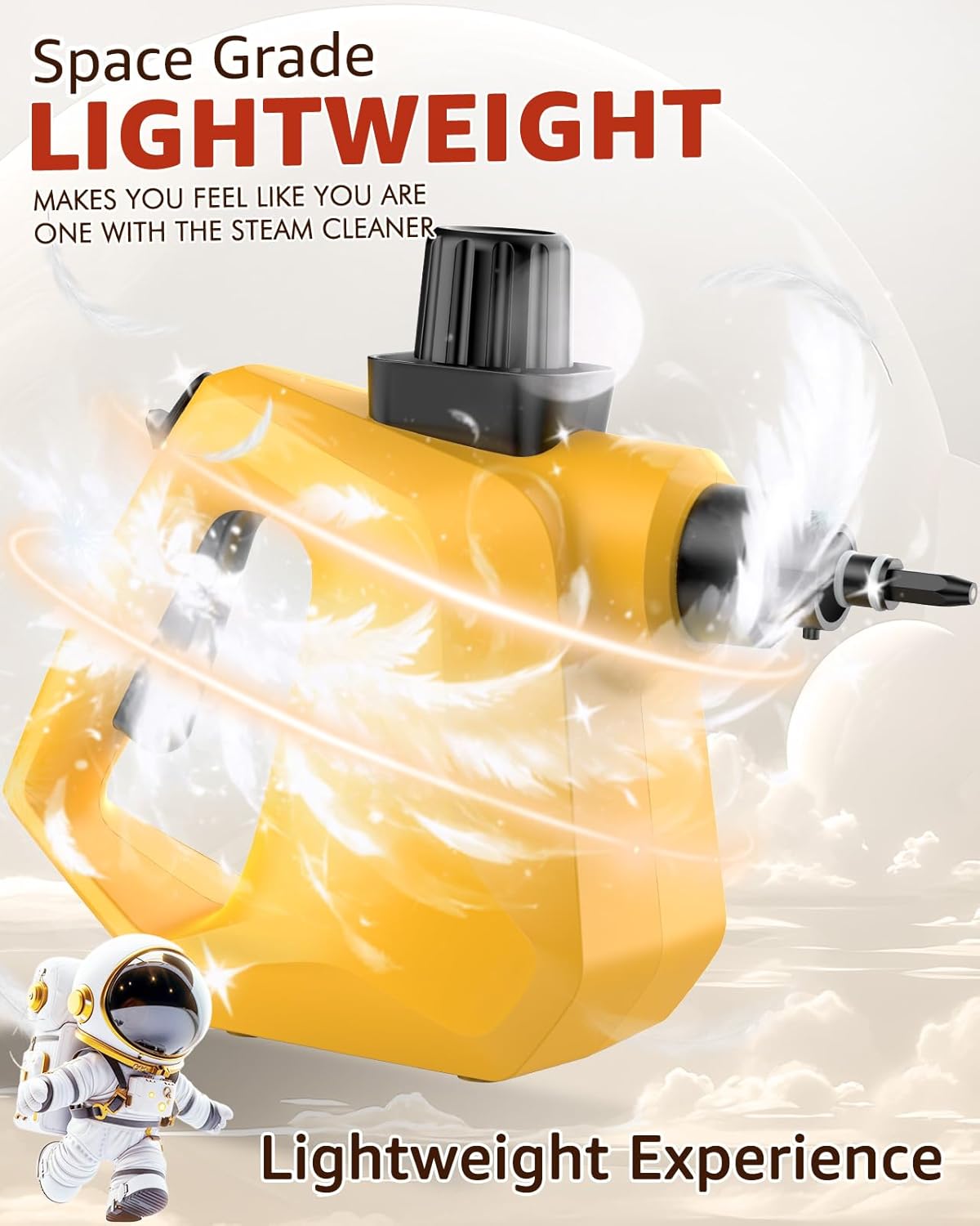 Pressurized Deep Cleaning Handheld Steam Cleaner for Home, Multi-Purpose Natural Steamer for Cleaning with 9 PCS Accessories for Kitchen, Car Detailing, Bathroom, Floor,Tile and Grout(Yellow)