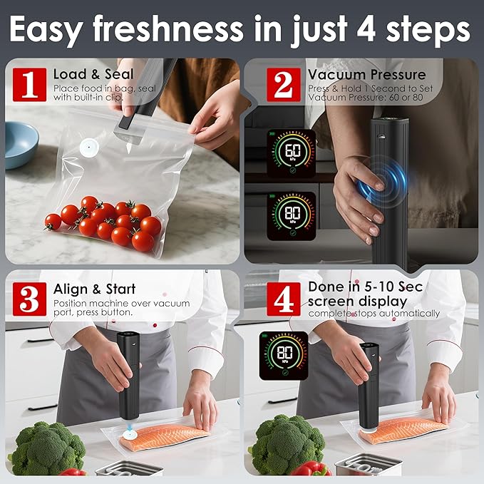 Reusable Vacuum Sealer Bags for Food – 30 Small (8 x 10 in) For Elxis Vacuum Sealer (Without Vacuum Sealer)