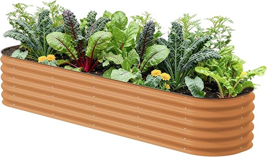 Vego garden Raised Garden Bed Kits, 17" Tall 9 in 1 8ft x 2ft Metal Raised Planter Bed Outdoor for Vegetables Flowers Ground Planter Box, Terra Cotta