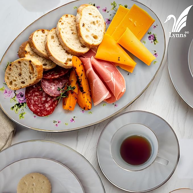 Lynns Paradise Lucinda 14-Inch Oval Platter, Set of 2, Purple