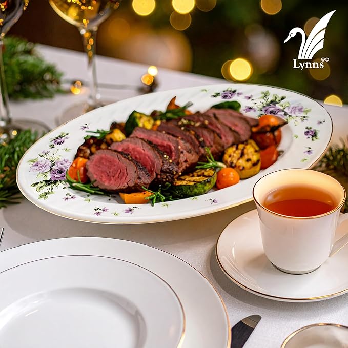 Lynns Paradise Lucinda 14-Inch Oval Platter, Set of 2, Purple