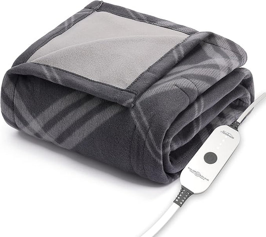 Sunbeam 50"x60" Electric Heated Throw Blanket, 4 Heat Settings, Auto Shut-Off, Machine Washable - Grey Galway Plaid