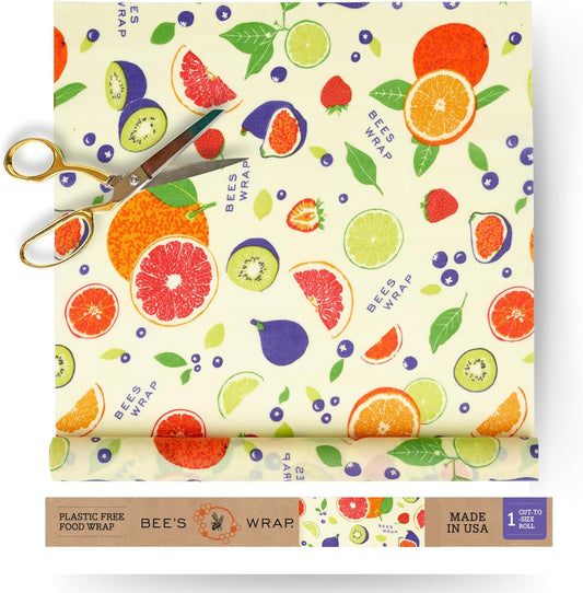 Bee's Wrap Beeswax Wraps for Food - Cut to Size 14x52" Wax Paper Roll - Made in USA Reusable Waxed Paper & Bowl Covers - Organic & Eco-Friendly Alternative to Aluminum Foil & Plastic Wrap, Fresh Fruit