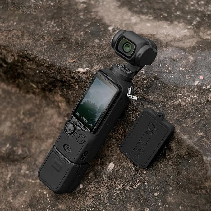 Protective Case for DJI Osmo Pocket 3 / Xtra Muse Camera, Soft Silicone Grip Cover with Screen Protection & Mic, Lightweight, Anti-Scratch, for Travel, Vlogging, Daily Filming – Black