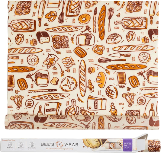 Bee's Wrap Beeswax Wraps for Food - Cut to Size 14x52" Wax Paper Roll - Made in USA Reusable Waxed Paper & Bowl Covers - Organic & Eco-Friendly Alternative to Aluminum Foil & Plastic Wrap, Bakery Lane