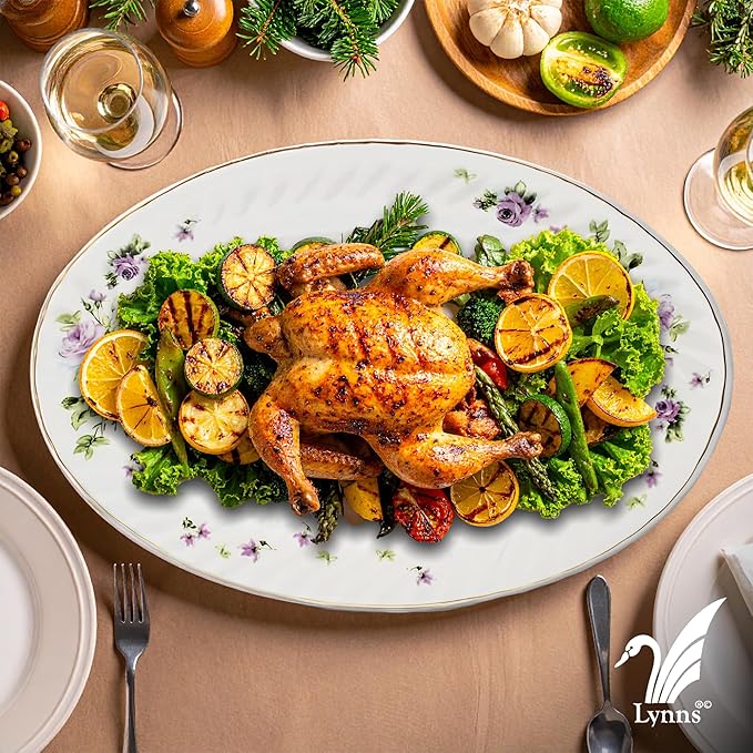 Lynns Paradise Lucinda 14-Inch Oval Platter, Set of 2, Purple